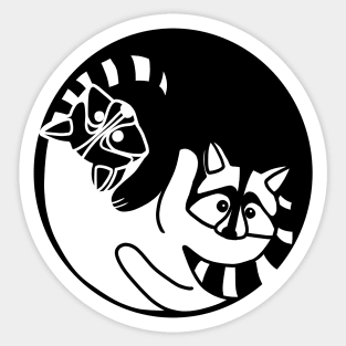 Racoon Yin Yang Symbol Animal Style, Love Raccoons Sticker